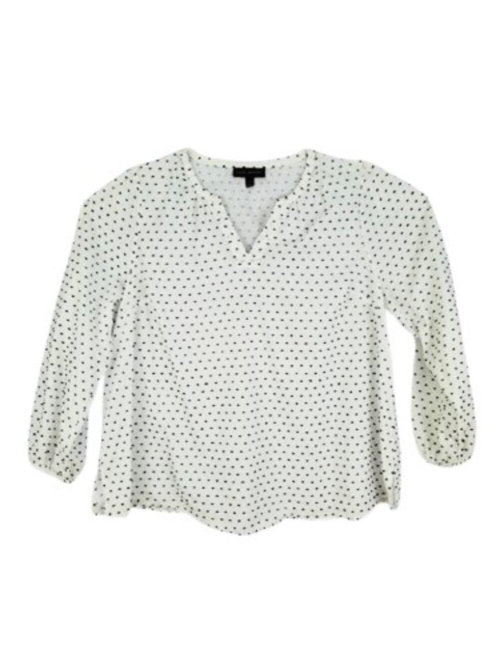 Lane Bryant White Textured Dot V Neck Blouse Size 18